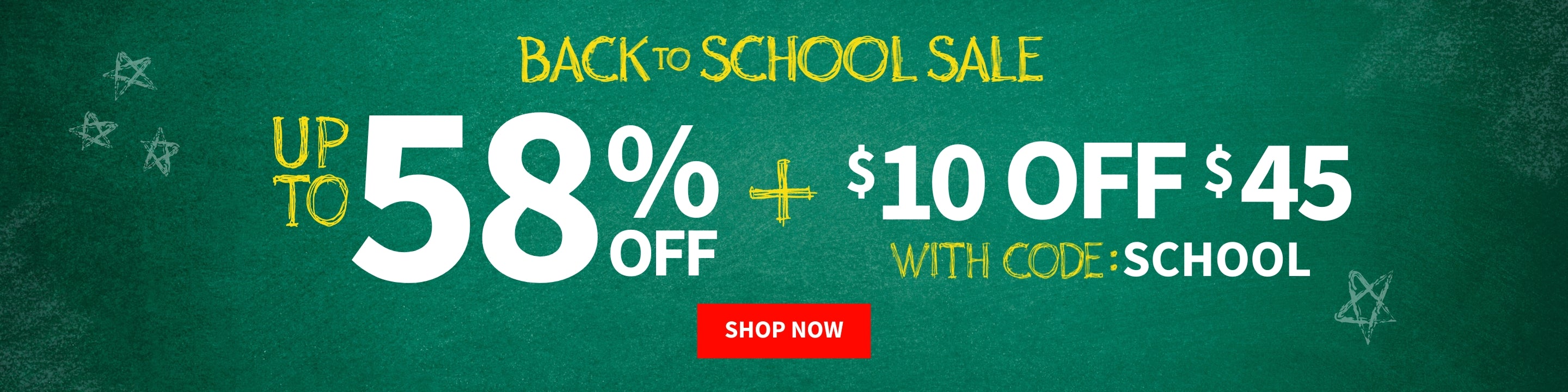 Back to School Sale, Up to 58% off + $10 Off $45 with code: School - Shop Now