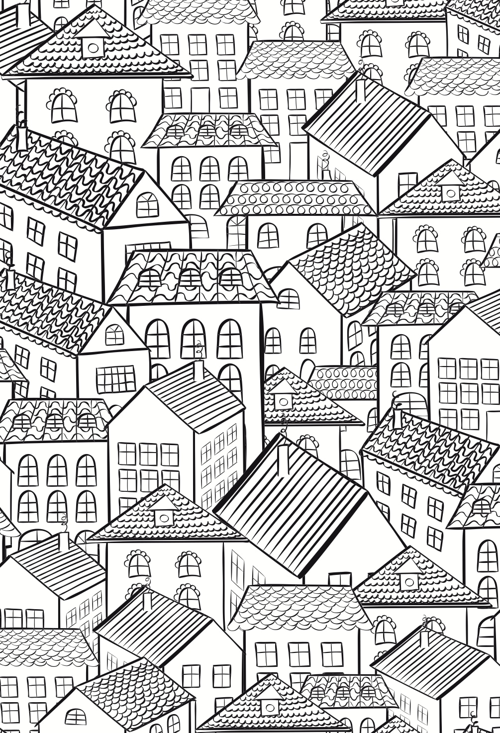 houses colouring page