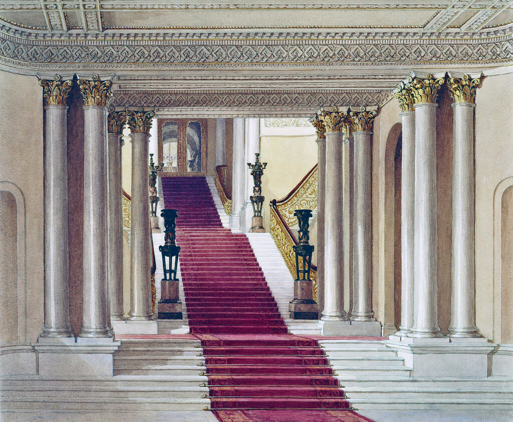 Buckingham Palace: The Grand Staircase seen from the Marble Hall