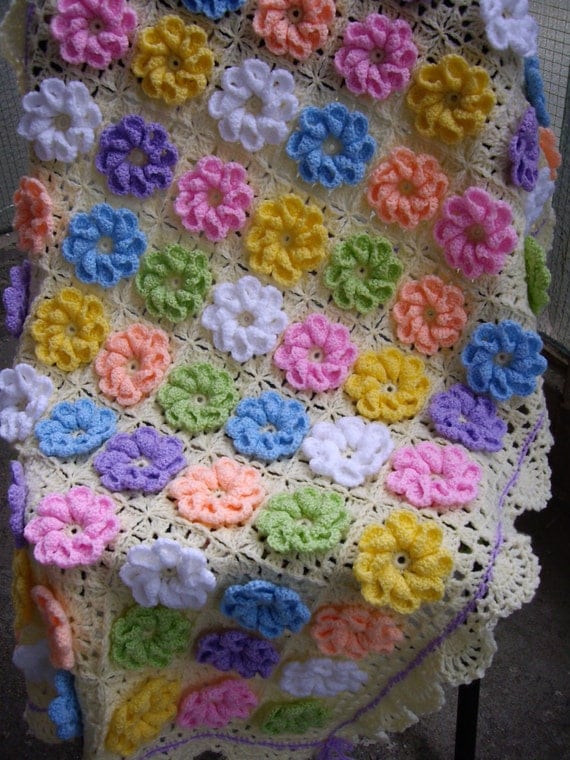 Granny Square Crochet Blanket...Baby Crib Blanket...Colorful Knitting Patchwork Baby Afghan...