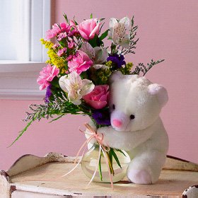Mixed Flowers and a Bear (280x280, 21Kb)