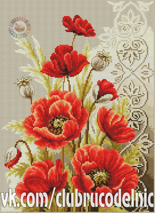 Poppies and Swirls (511x700, 625Kb)