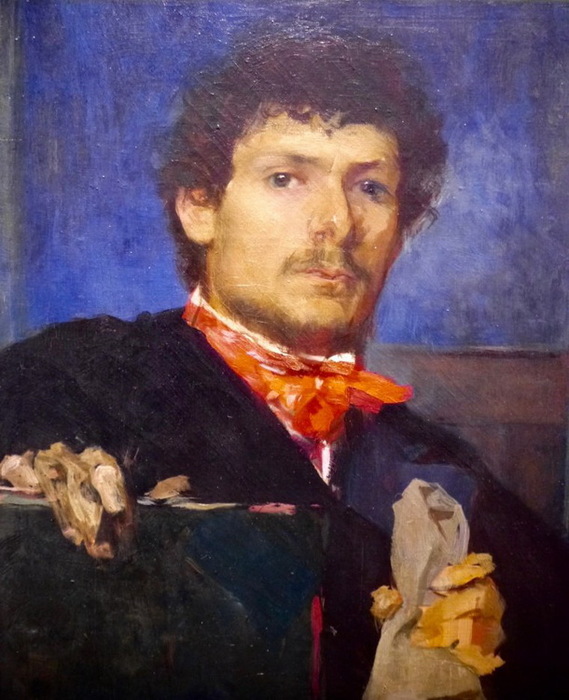 1880 Autoportrait bleu au foulard rouge. , . 54  44,5 .  - (569x700, 123Kb)
