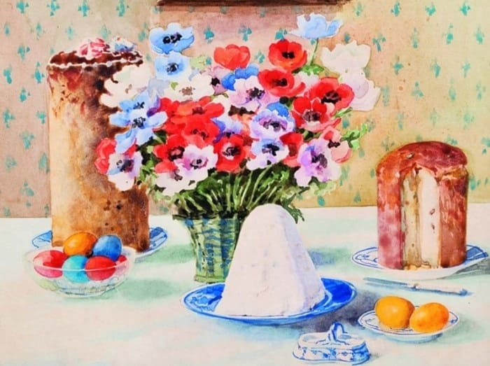 Пасхальный натюрморт, работа в коллекции Smart and Beautiful Натальи Кандауровой (700x523, 281Kb)