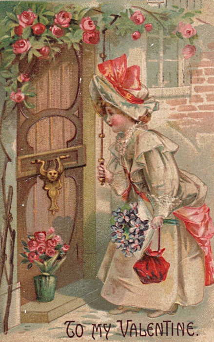 valentine victorian girl postcard (439x700, 157Kb)