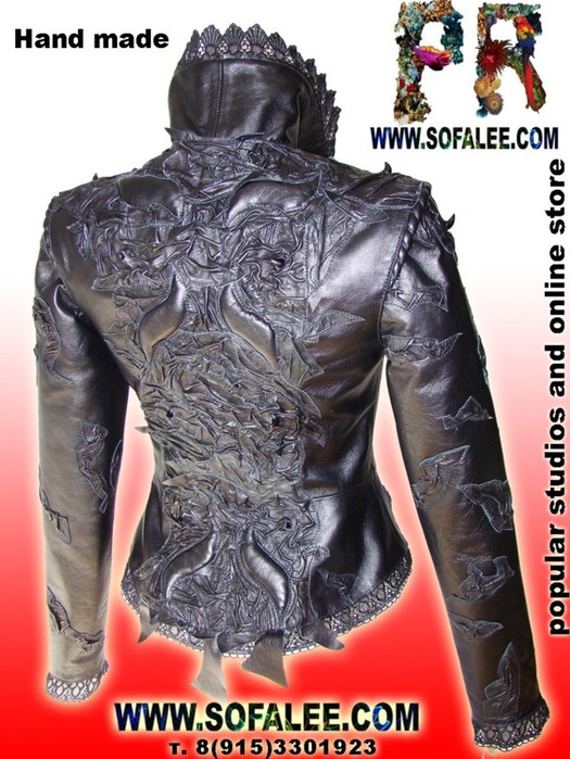 ladies leather jacket, short, fitted, by Sofalee dest (525x700, 122Kb)
