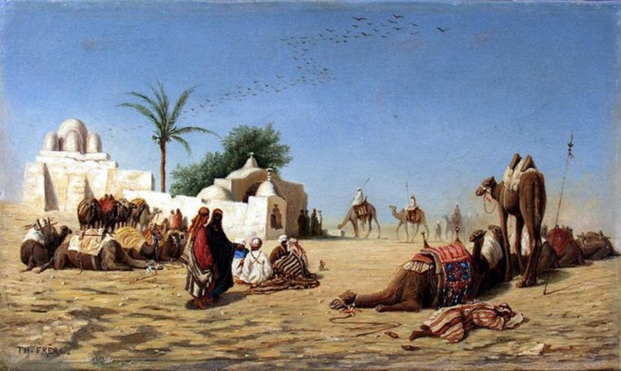 Frere_Charles_Theodore-The_Halt_of_Camels_to_the_Caravanserai (700x418, 303Kb)