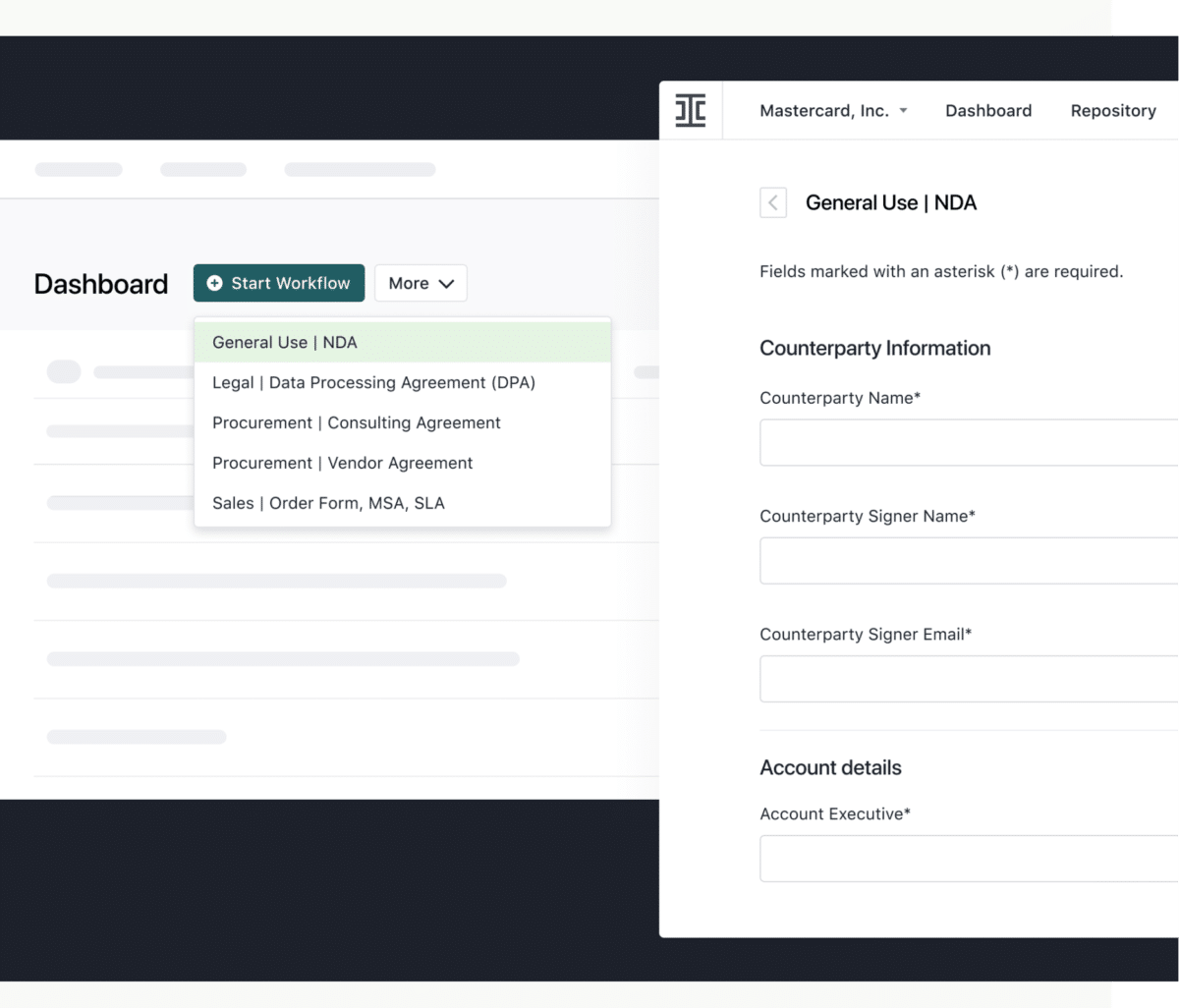 Start a workflow screenshot