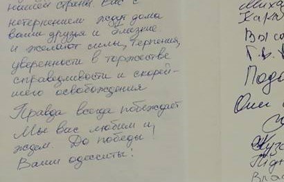 "Not for a moment do we forget you:" Odesans write to Putin's Ukrainian prisoners