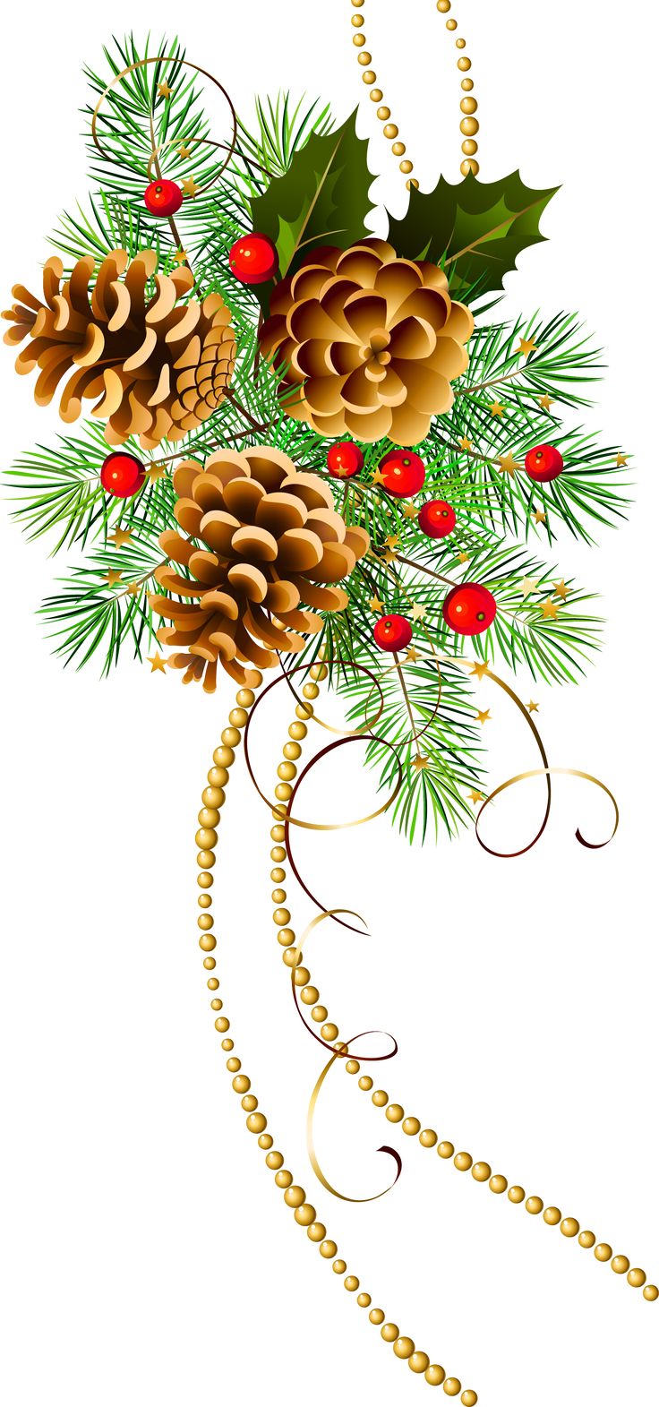 Pine and pine cones Christmas clip art large