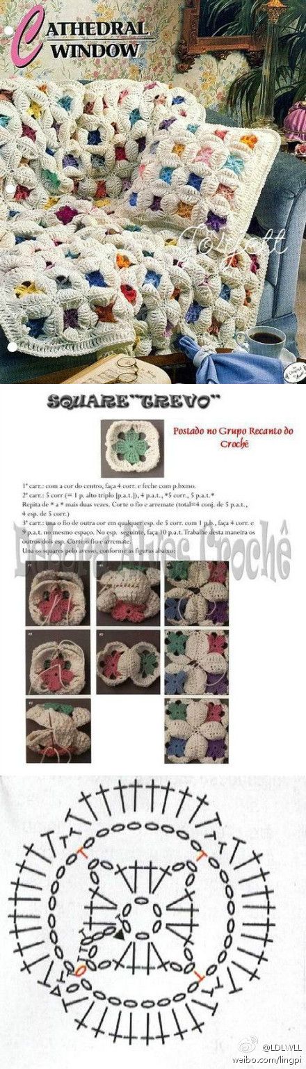 Cathedral window crochet chart