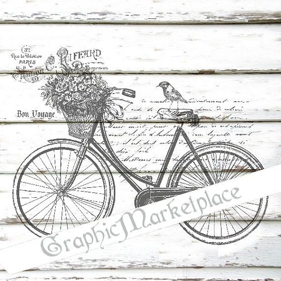 French Bicycle Instant Download