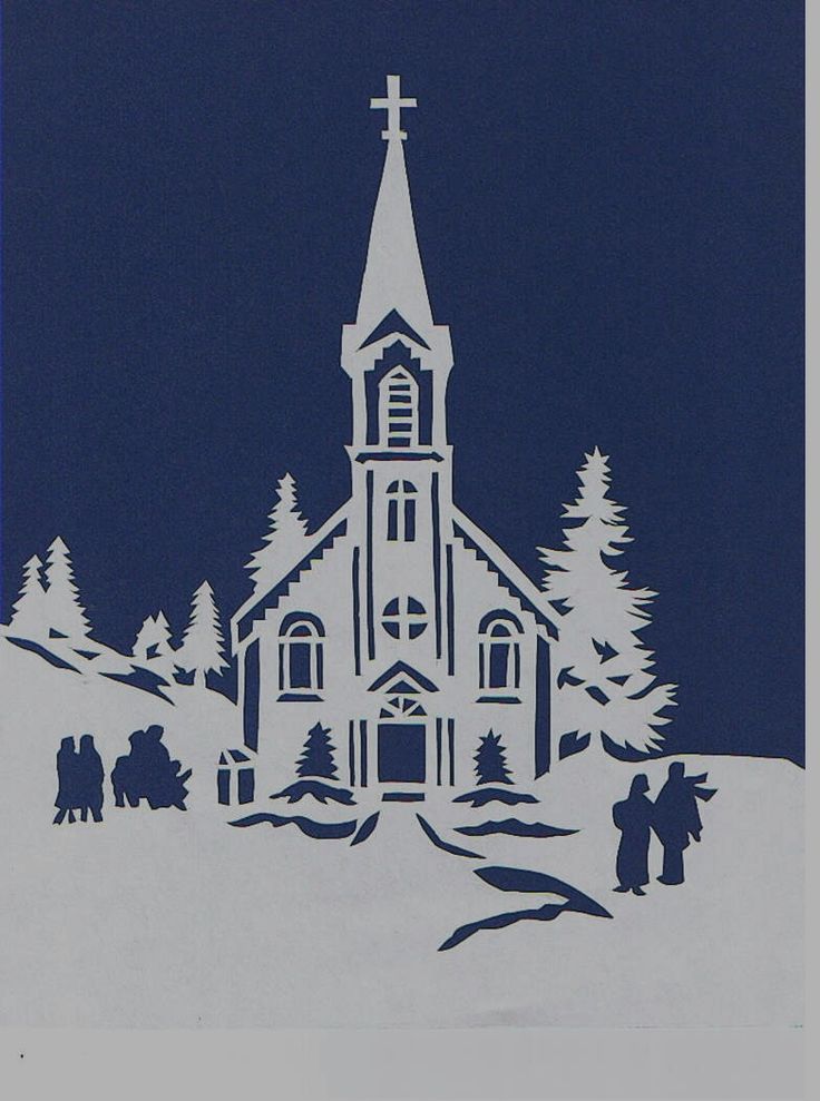 Wintery Church Scene Papercutting by heritagegeneralstore on Etsy