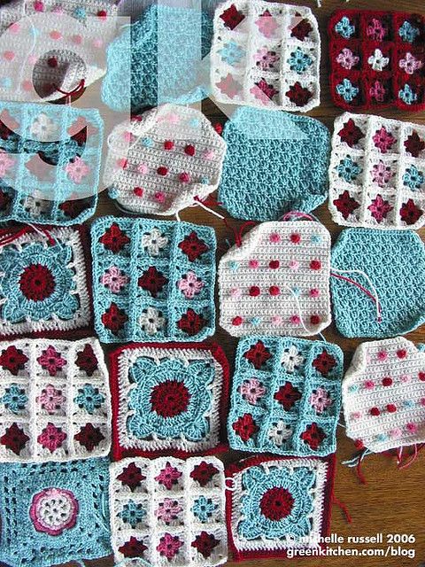 Gorgeous patterns and colors. Crochet motifs.