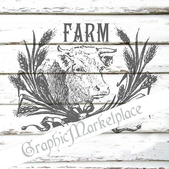 Instant Download Farm Cow Wreath Transfer by GraphicMarketplace, $1.00