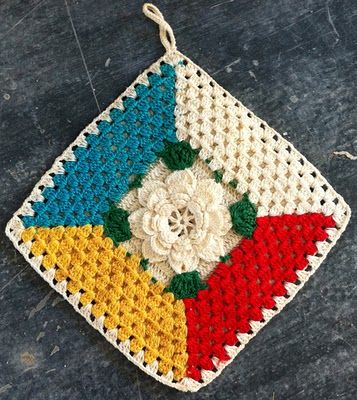 Best Free Crochet  Rose Granny Potholder  Free Crochet Pattern