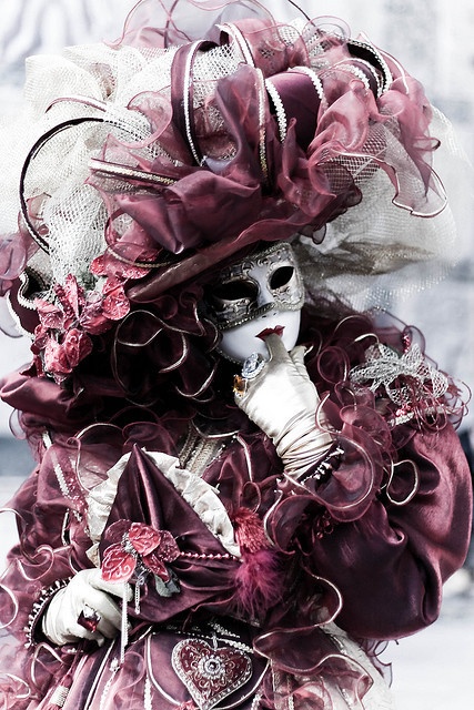 Burgundy wine masquerade costume.