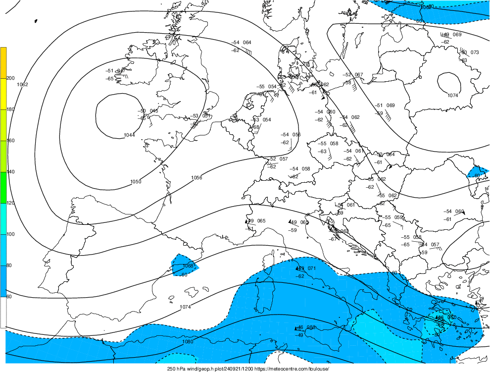 analyse d'altitude 250 hpa