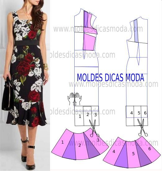 Faça a analise de forma detalhada do desenho do molde vestido. Vestido simples e arrojado que veste de forma muito elegante.: Top Pattern, Vestido Costura Molde, Costura Moldes, Padrões De Costura, Pattern Moldes, Sewing Project, Costura Roupas, Costura Moda, Molde Vestido