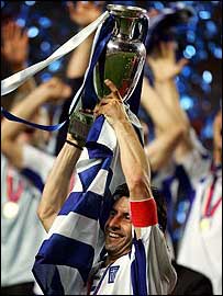Greece celebrate after winning Euro 2004