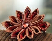 Russet Crimson  - Kanzashi Flower Barrette