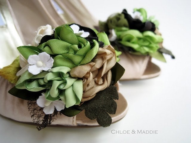 LETA  Handmade earthy floral bouquet shoe clips,  weddings, special occasions