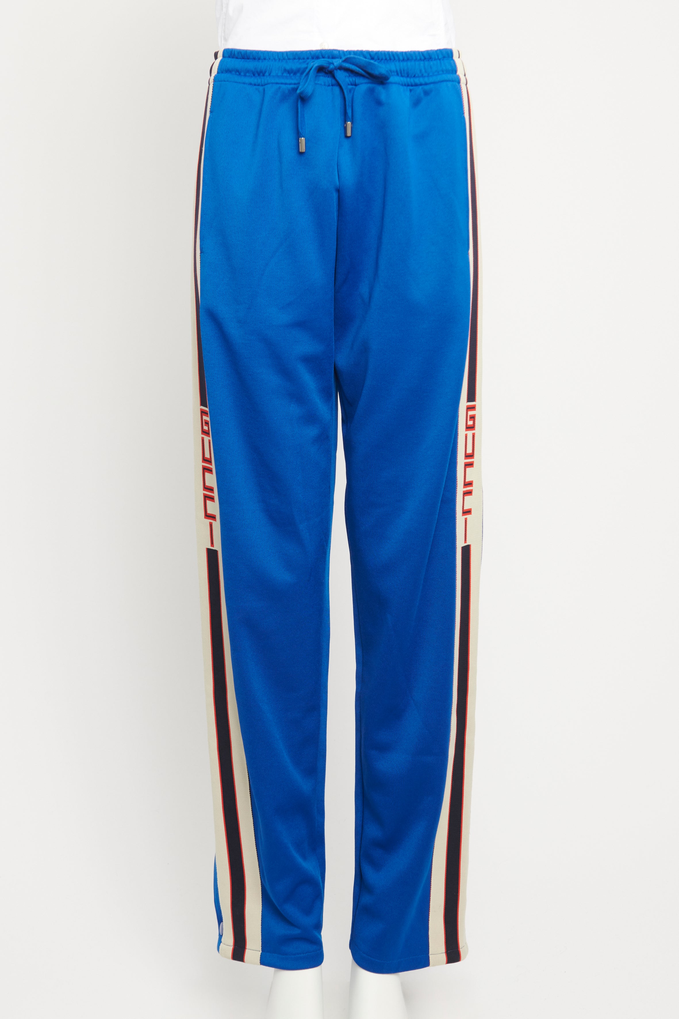 Cobalt Blue Poly-Cotton Blend Preowned Unisex Logo Track Pant