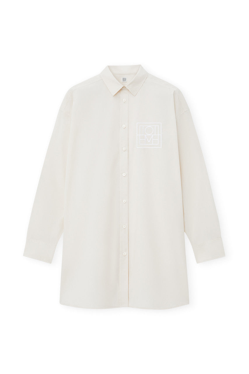 White Long Monogram Cotton Shirt