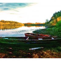 Вариант цифрового акварельного этюда с фотографии Под яром реки Урал в районе затона Чапаева :: Александр Облещенко