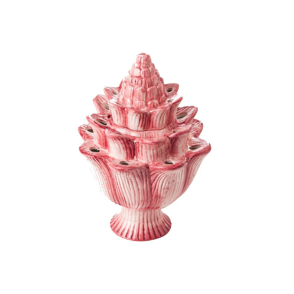 Nina Campbell small ceramic pink tulipiere against a white background