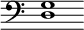 { \override Score.TimeSignature #'stencil = ##f \time 3/2 \clef bass <d g>1 }