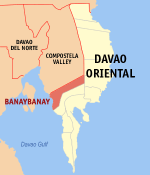 Mapa han Davao Oriental nga nagpapakita kon hain nahamutangan an Banaybanay