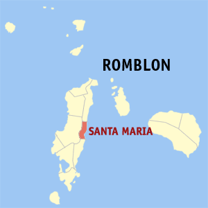 Mapa han Romblon nga nagpapakita kon hain nahamutangan an Santa Maria