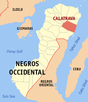 Mapa sa Negros Occidental nga nagapakita kon asa nahimutang ang Calatrava