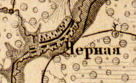 Деревня Чёрное на карте 1863 года