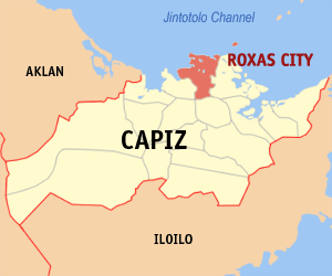 Mapa han Capiz nga nagpapakita kon hain nahamutangan an Syudad han Roxas