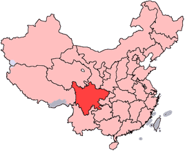 Sichuan is highlighted on this map