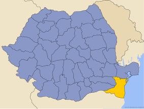 Harta României cu județul Constanța indicat