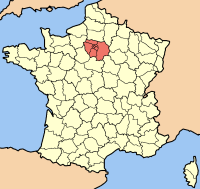Peta Prancis memperlihatkan Region Île-de-France