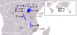 Afrikako Aintzira Handien mapa