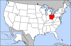 Mapa ning United States with Ohio highlighted