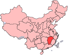 Jiangxi is highlighted on this map