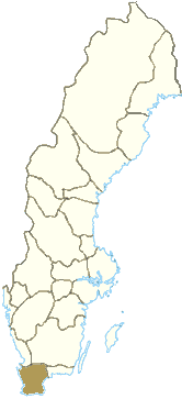 Kort over Skåne i Sverige