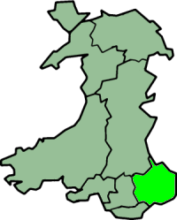 Hrabství Gwent na mapě Walesu