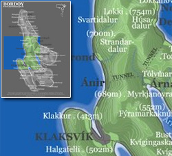 Position of Ánir on Borðoy's west coast