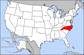 Kart over Nord-Carolina
