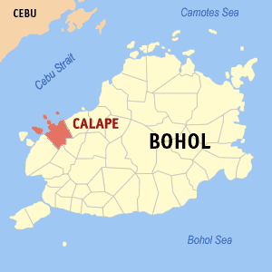 Mapa han Bohol nga nagpapakita kon hain nahamumutangan an Calape