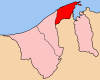 ブルネイにおけるブルネイ・ムアラ地区の位置