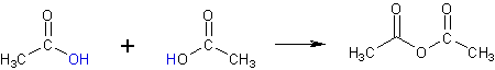 Condensatie van azijnzuur tot azijnzuuranhydride.