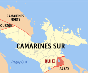 Mapa sa Camarines Sur nga nagapakita kon asa nahamutangan ang Buhi